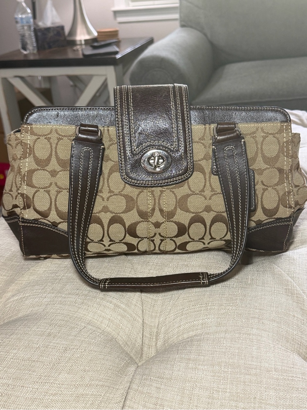 VINTAGE Coach Bag Hamptons Signature Brown Tote (F13975) - Picture 2 of 8